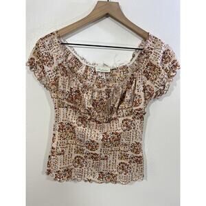Vtg Y2K 90s Cottage Whimsical Babydoll Top XS Ditsy Floral Fairy Coquette Indie